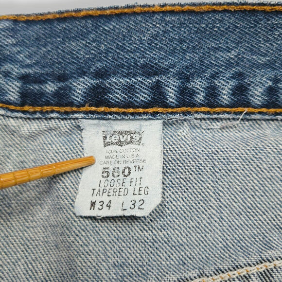Levi’s 560 Comfort-Fit Taper Jean W34 L32 Dark Stonewash Loose Baggy Y2K Vintage - Picture 7 of 11